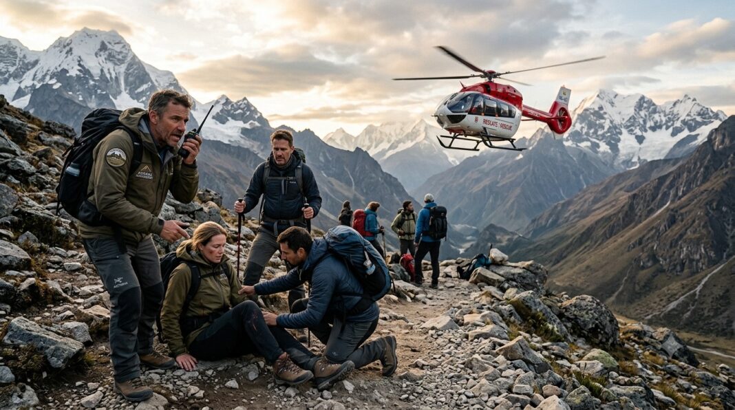 Viajeros de lujo durante una excursión en un destino remoto, donde las lesiones se han convertido en el principal riesgo de los viajes internacionales.