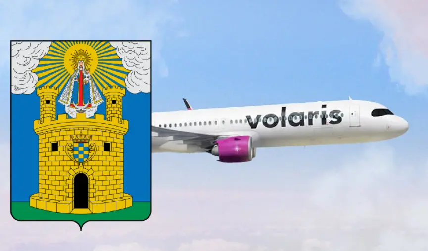 Avión de Volaris y escudo de Medellín, ruta directa a Guadalajara sin escalas